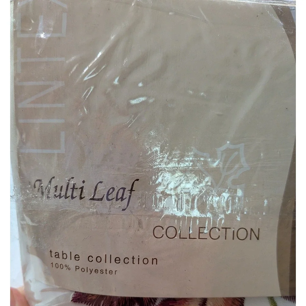 Lintex Tablecloth Multi Leaf 60x104 Cream Rust New Fall Thanksgiving Embroidered